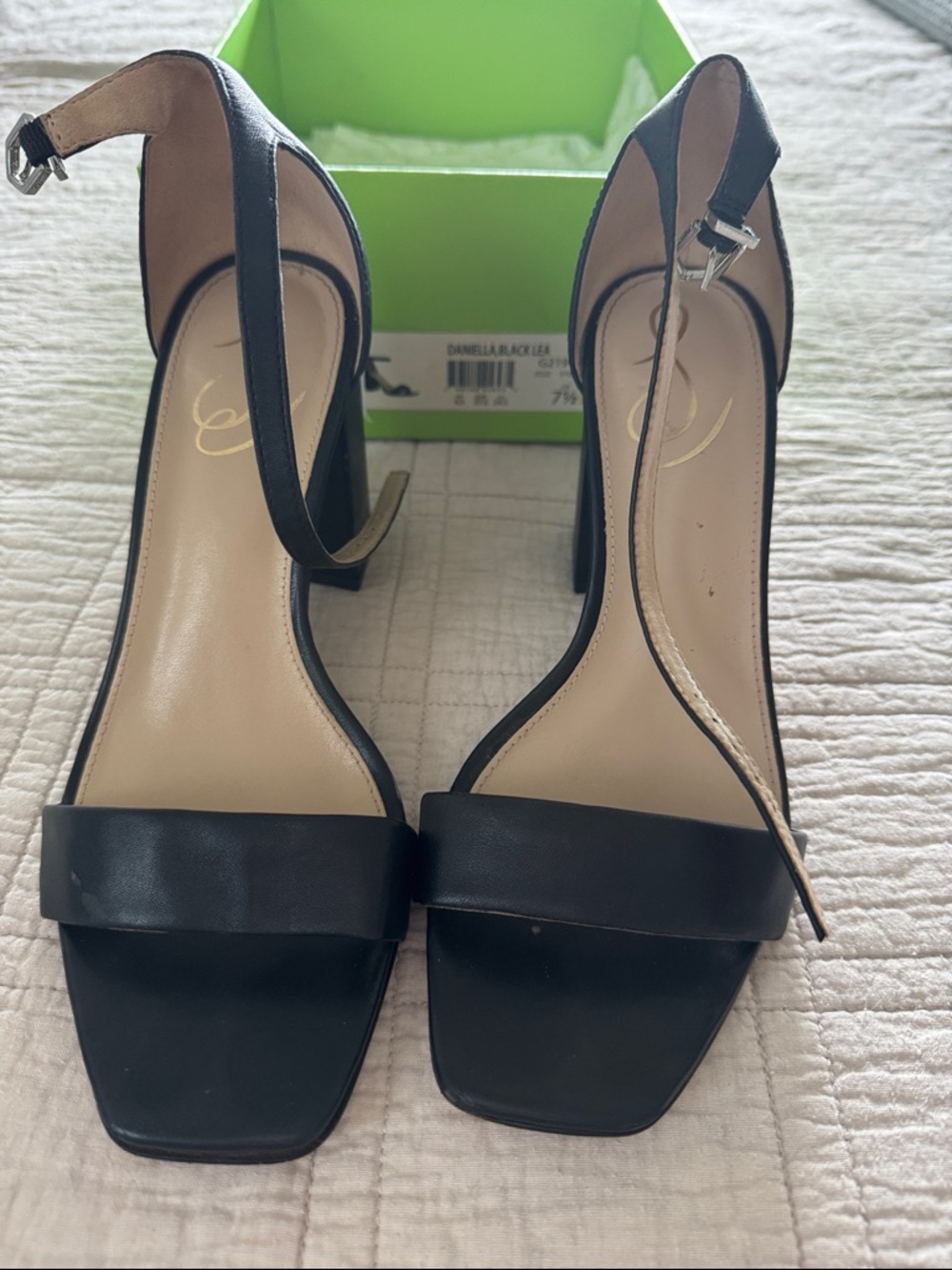 Sam Edelman Black Block Heel Ankle-Strap Heels